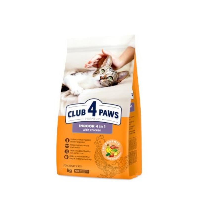 Club 4 Paws Indoor 4in1 Dry Food with Chicken for Adult Cats 900 gr.