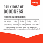 Feeding instructions for a pet product with 'wanpy' branding on a white background.