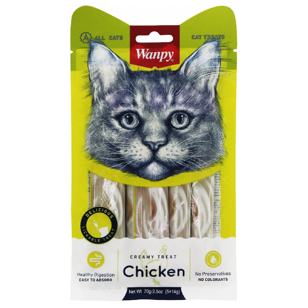 Wanpy Creamy Chicken Treats for All Cats 70 gr 5 Pcs.