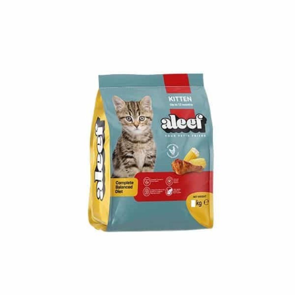 Aleef Dry Food with Chicken and Corn for kitten Cats 1 kg.