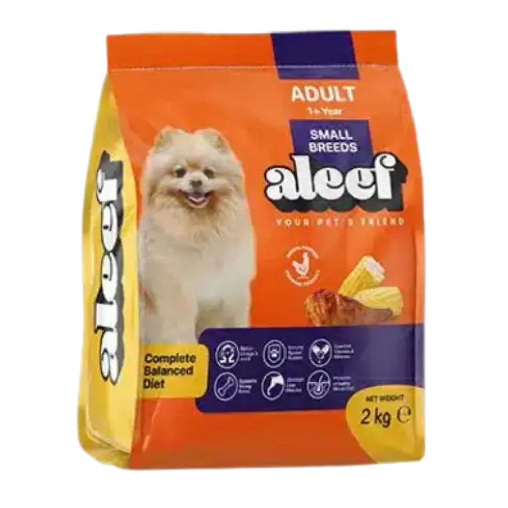 Aleef Dry Food with Chicken & Corn for Small Breed Adult Dogs 2 kg.