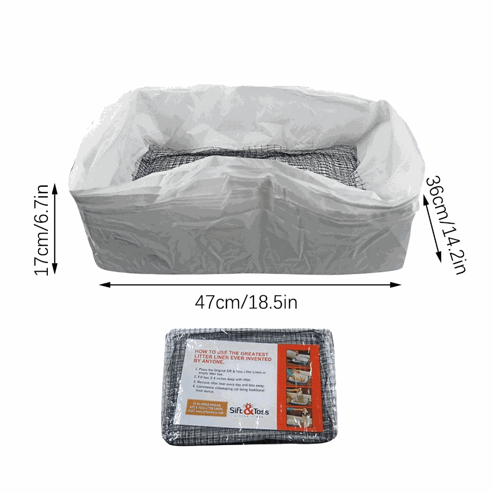 Rectangular pet bed with dimensions and a product packaging label on a white background