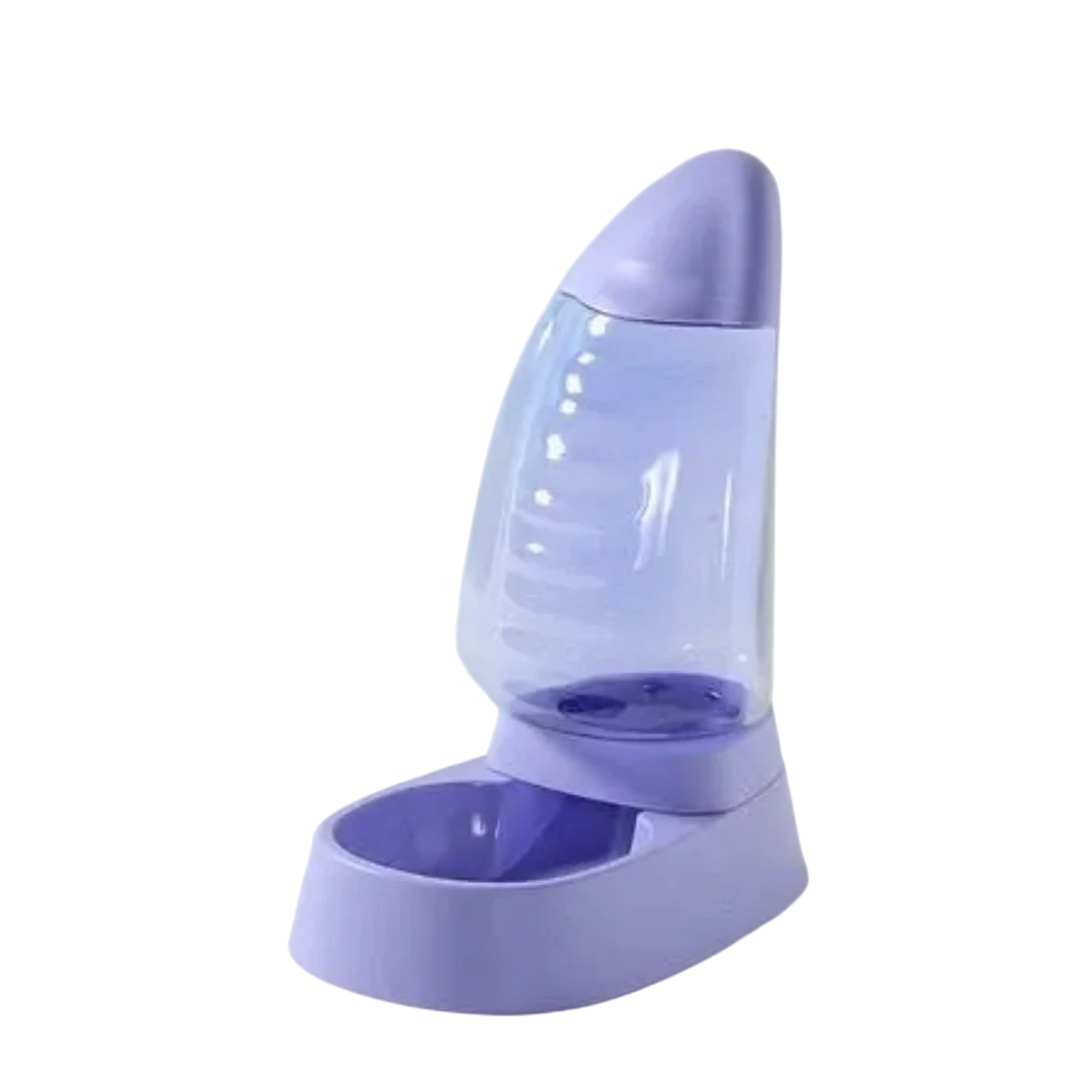 Purple pet feeder on a white background