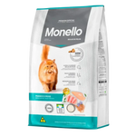 Monello cat food package with an orange cat on a white background
