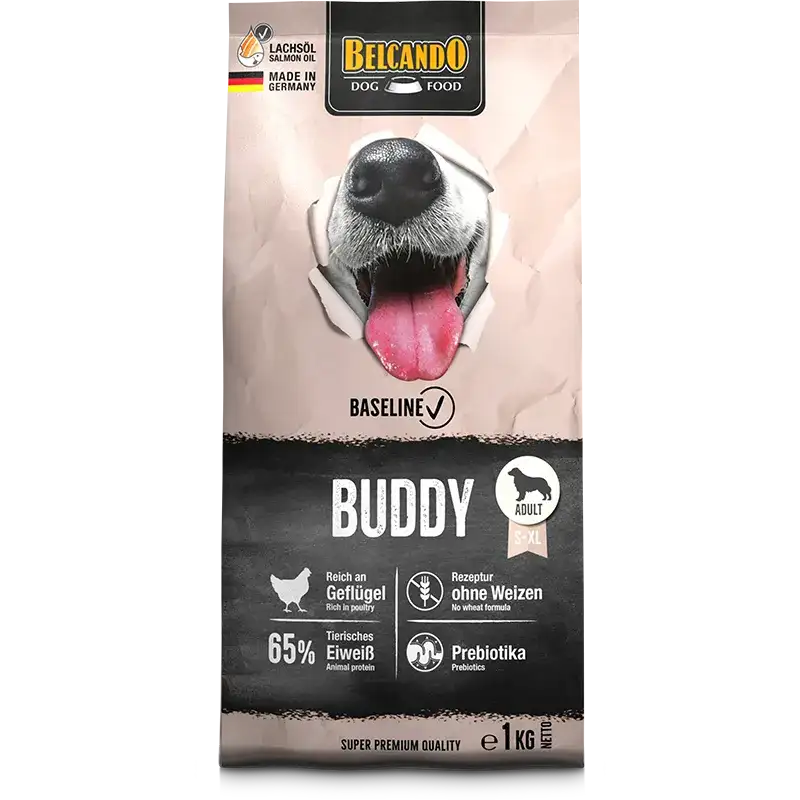 Belcando Baseline Buddy Dry Food with poultry for S to XL Breed Adult Dogs 1 kg.