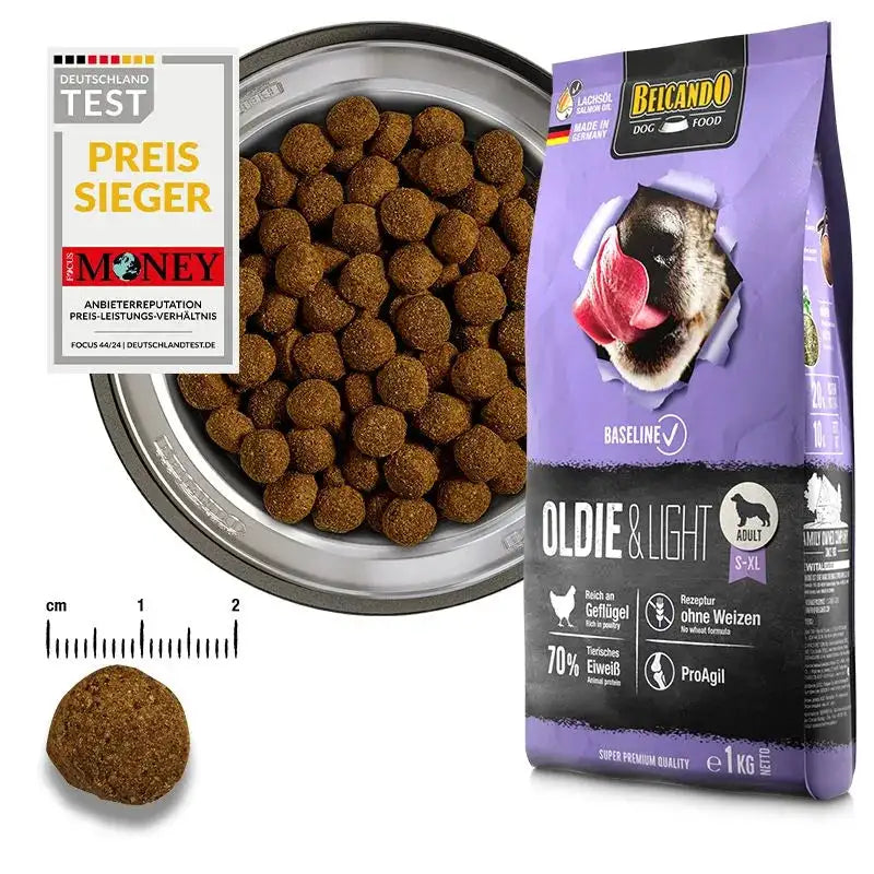 Belcando Baseline Oldie and Light Dry Food with poultry for S to XL Breed Adult Dogs 1 kg.