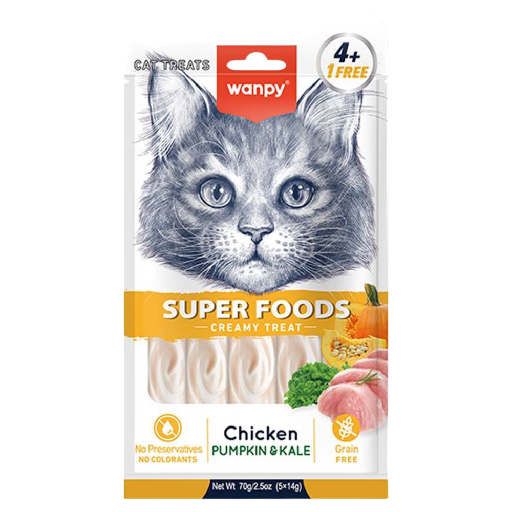 Wanpy Super Foods Creamy Treat Chicken Pumpkin & Kale 70 g (5*14g)
