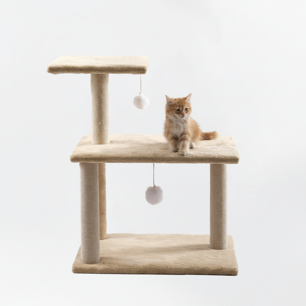 Beige Cat Tree Main Lifestyle