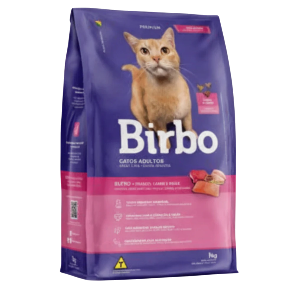 Birbo cat food bag on white background