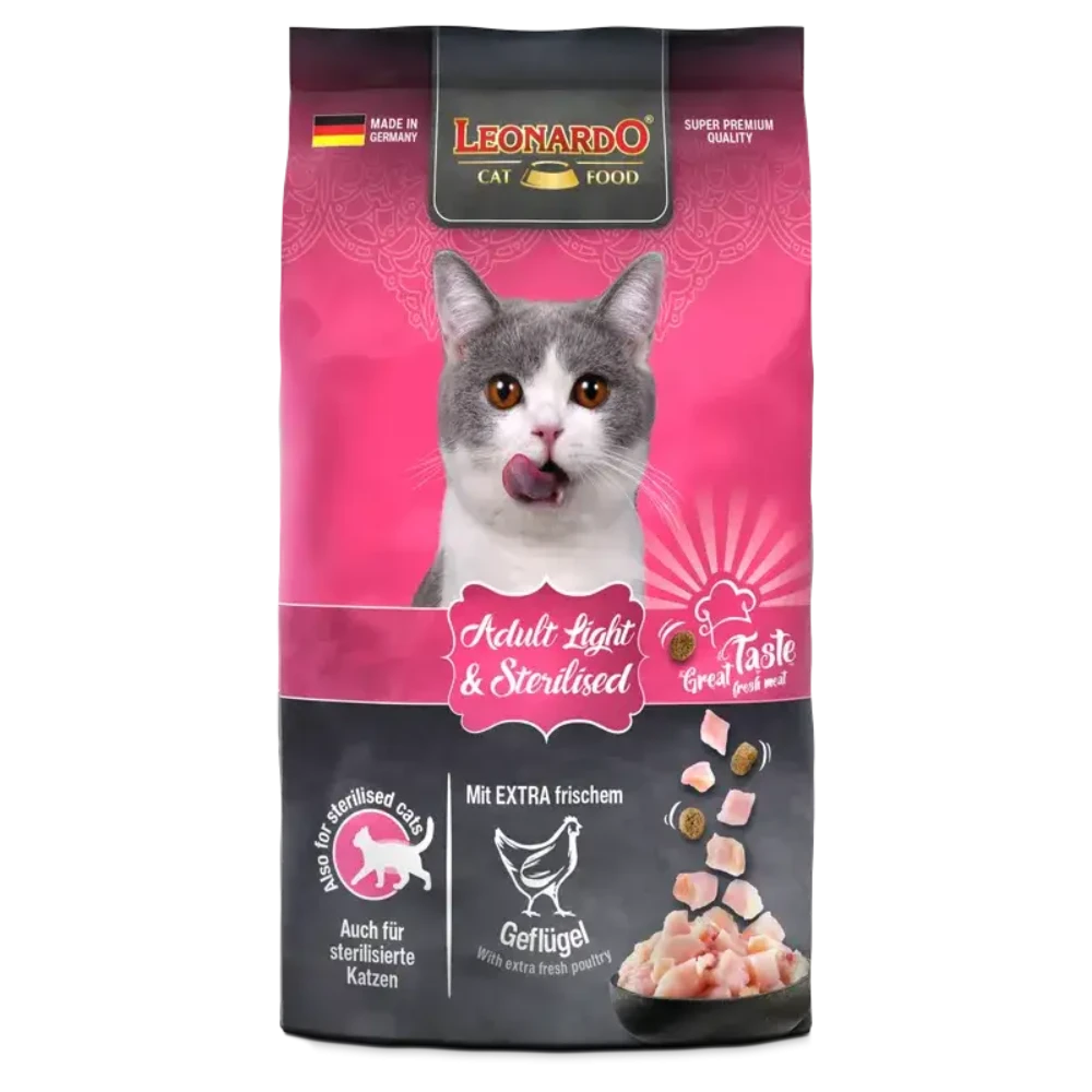 Buy 1 + 1 FREE Leonardo Dry Food For Adult Cats Light and Sterilised With Poultry 1.8 Kg Petfast.shop Leonardo Bundles Cat Dry Food Exclude Food petfast.shop EgyptDefault Title 1320.00