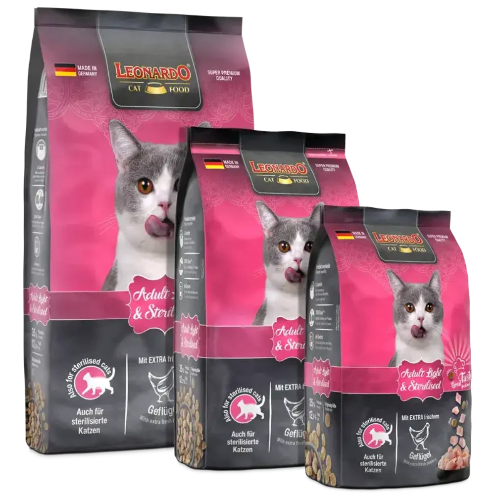 Buy 1 + 1 FREE Leonardo Dry Food For Adult Cats Light and Sterilised With Poultry 1.8 Kg Petfast.shop Leonardo Bundles Cat Dry Food Exclude Food petfast.shop EgyptDefault Title 1320.00