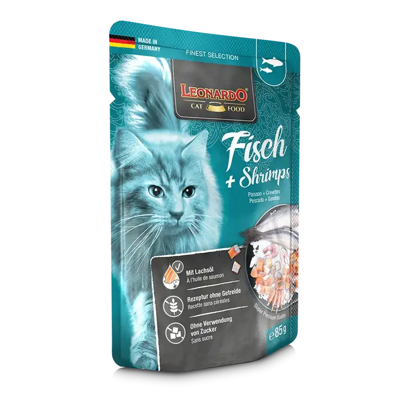 Leonardo Wet Food adult Cat with Fish and Shrimps 85 gr.