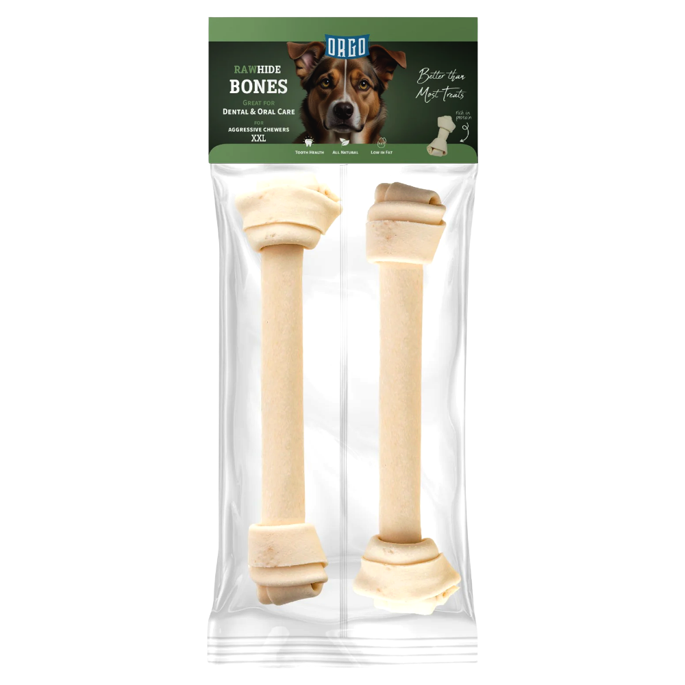 Orgo Rawhide Bones For Dog Dental Oral Care 2 PC XXL.