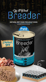 breeder pate canned food for adult dog chicken with beef 400g.