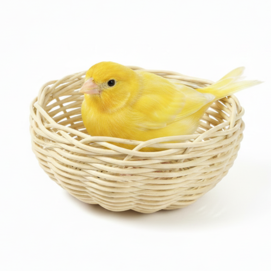 Canary in Round Woven Nest