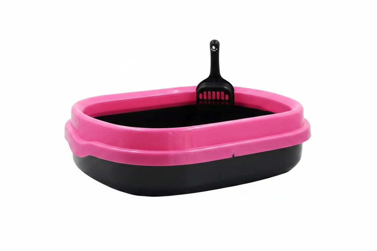 Cat litter box - pink & white