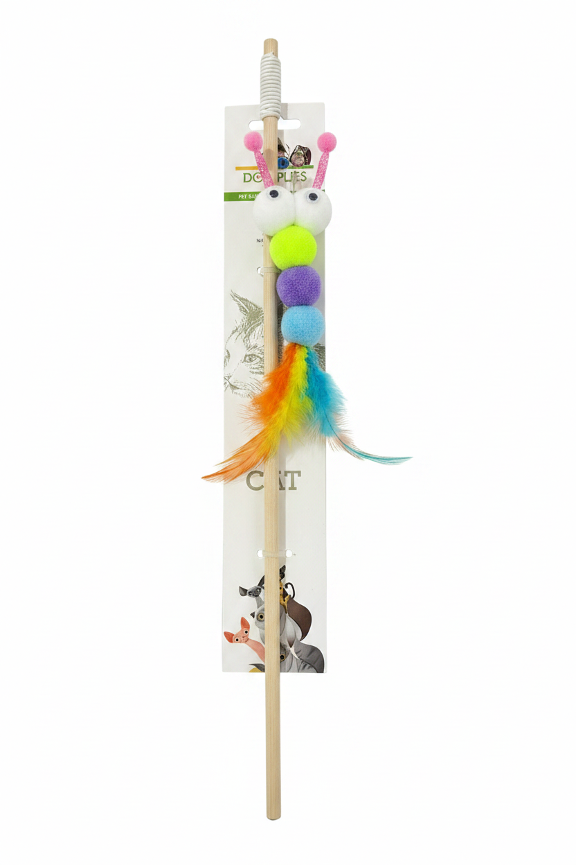 Cat Wand Toy Glitter Antenna - White Background