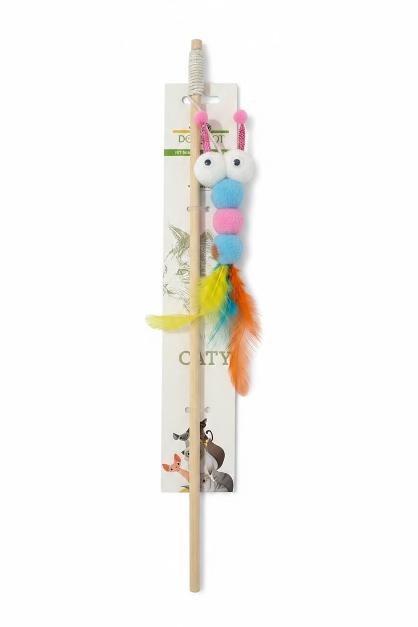 Cat Wand Toy Googly Eyes - White Background