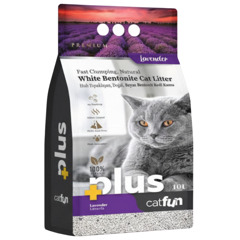 Catfun Plus Lavender 10L cat litter on white background