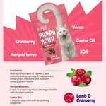 Cat food package with ingredients listed on a pink background