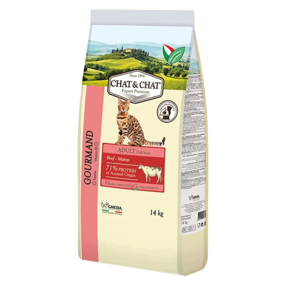 Bag of Gourmand Chat & Chat cat food with scenic label