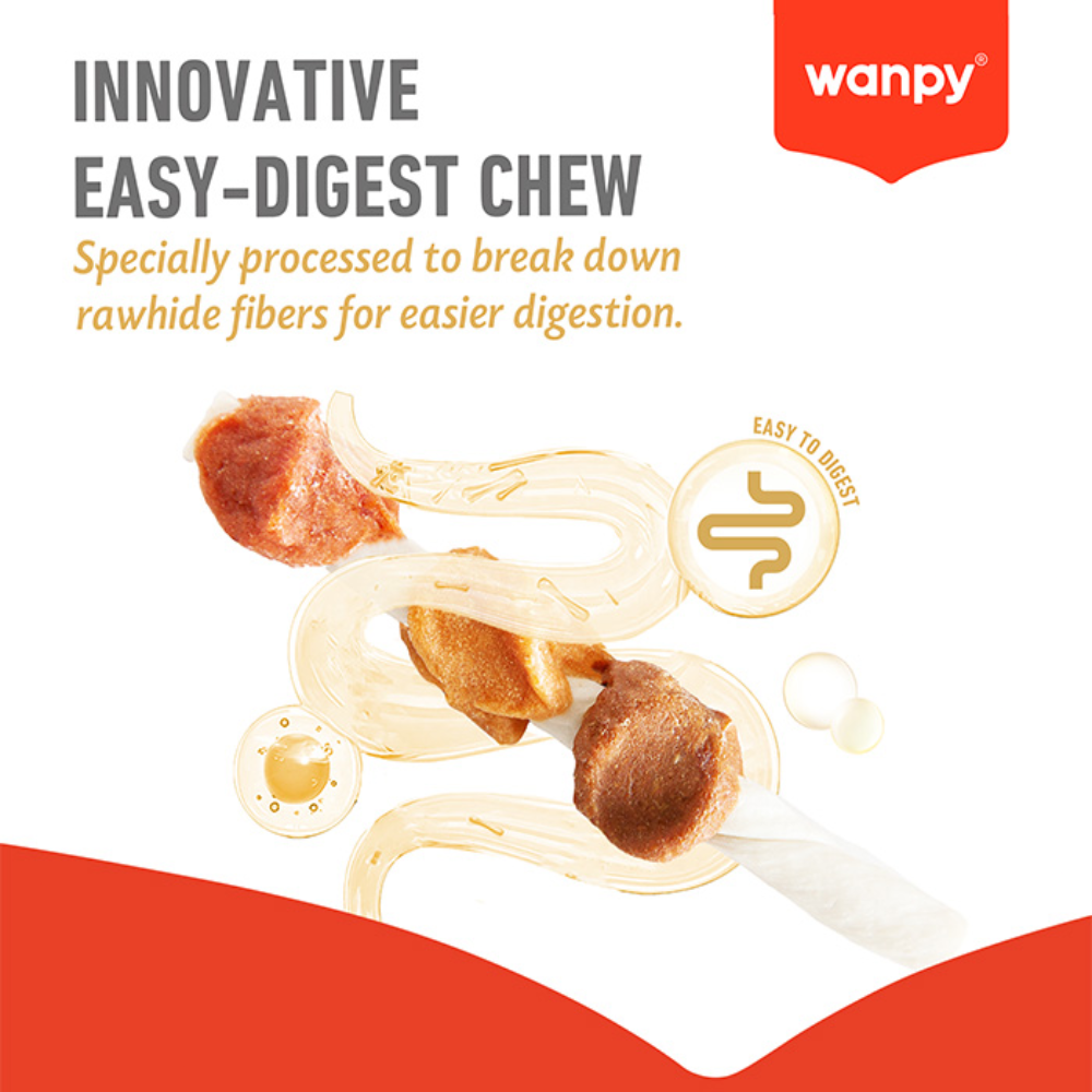 Wanpy Treat For Adult Dog Chewy Triple Chunk Kabobs Chicken , Duck & Lamb 100 g