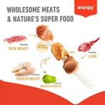 Wanpy Treat For Adult Dog Chewy Triple Chunk Kabobs Chicken , Duck & Lamb 100 g