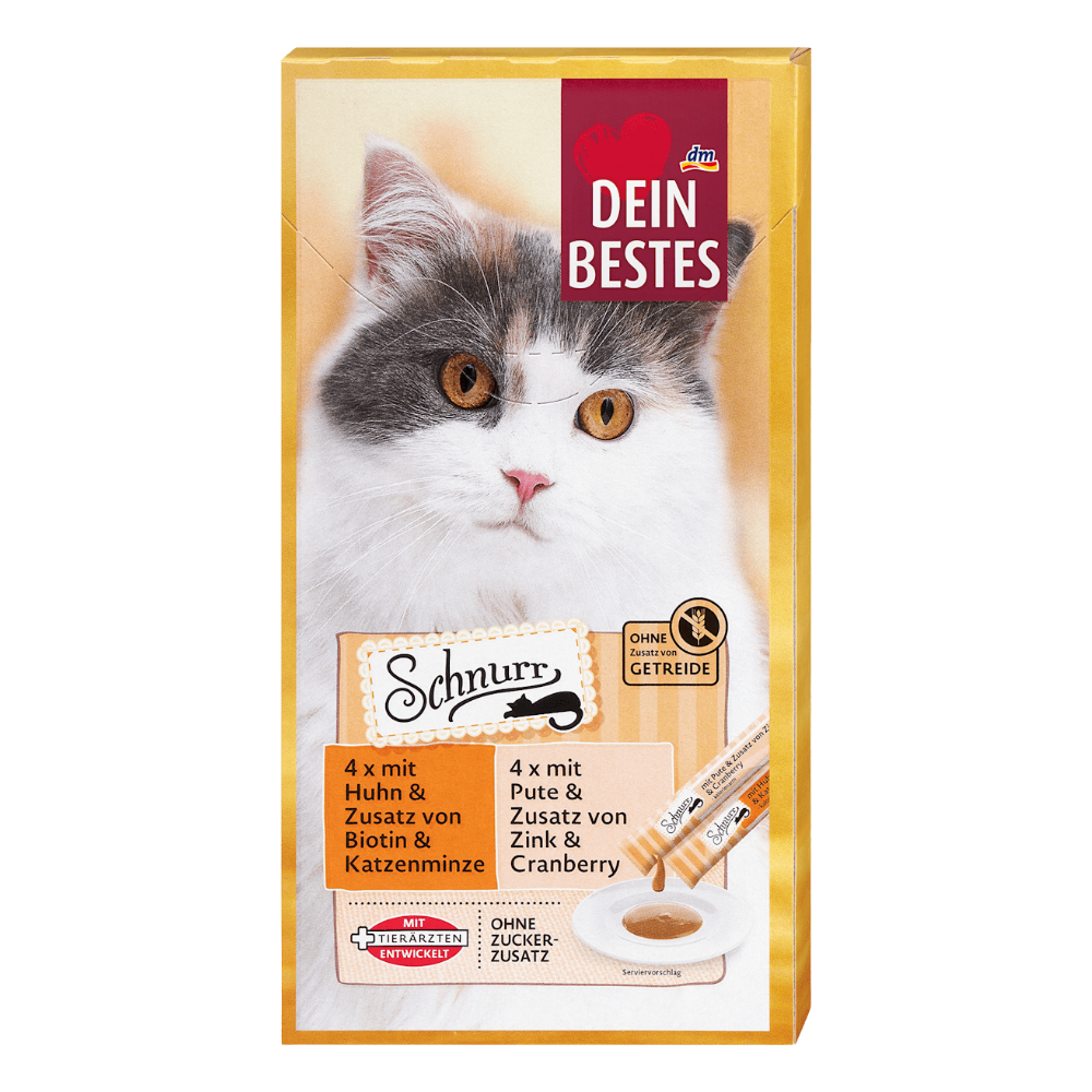 Cat food package with a cat on the front, featuring the brand 'Schünrr'.