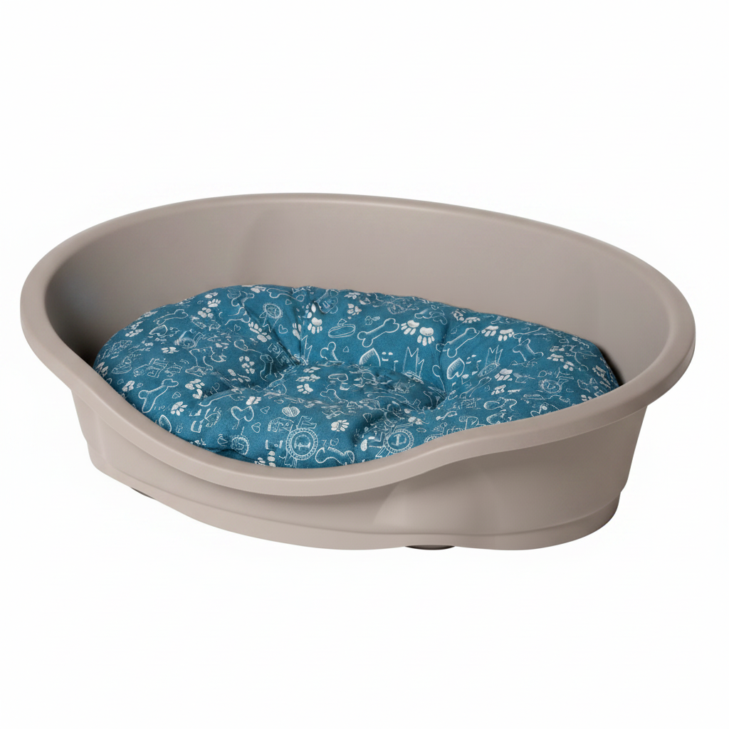 Dog Bed with Blue I Love Pet Cushion
