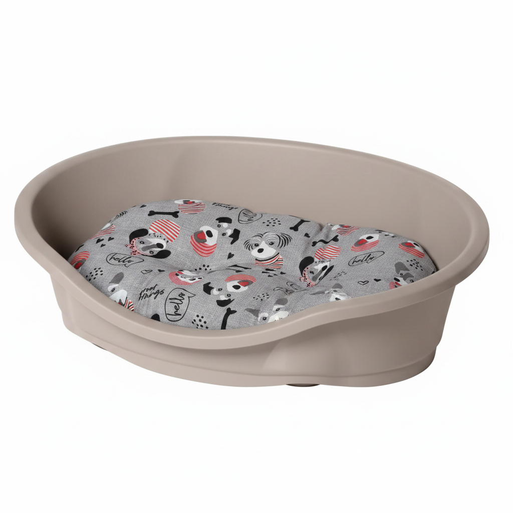 Dog Bed with Gray Dogs Cushion