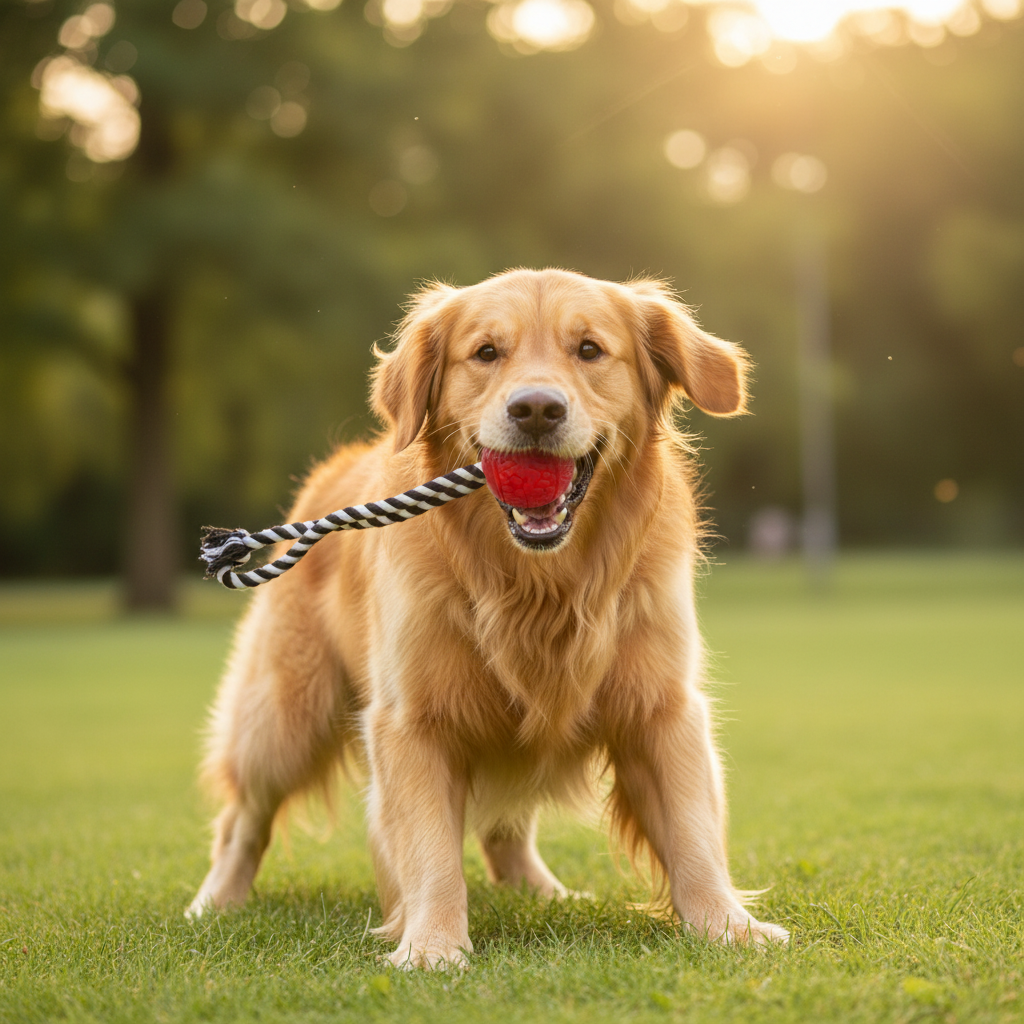 Dog Red Ball with Rope Toy