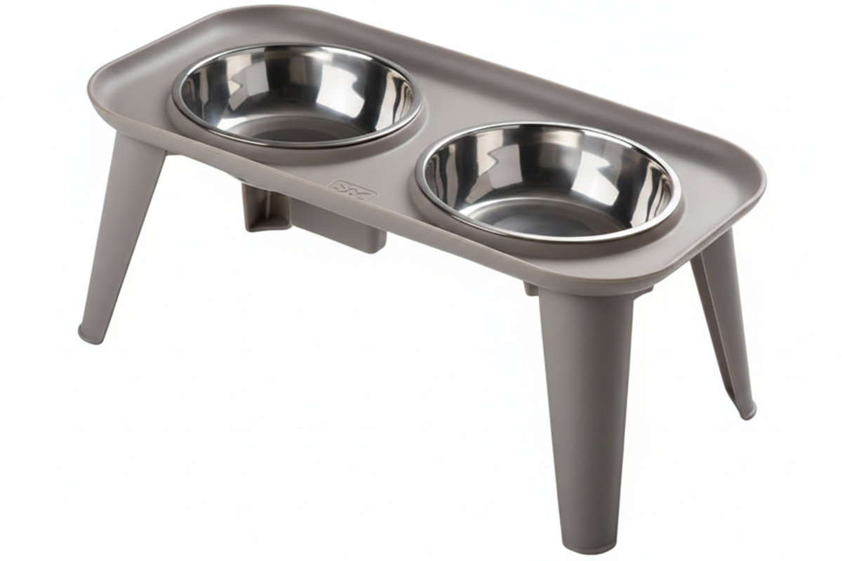 Elevated Dog Feeder - Light Gray Warm Tone