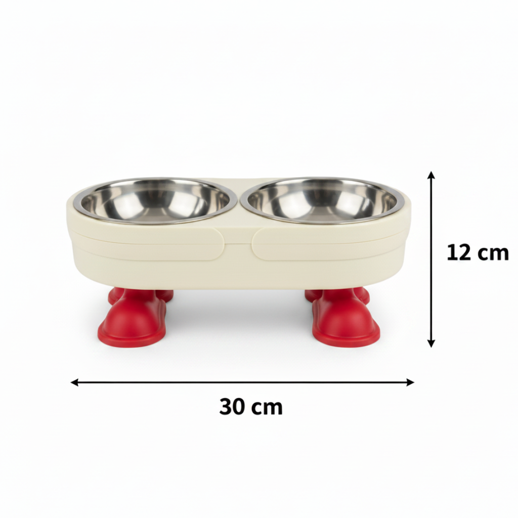 Elevated Double Pet Bowl - 12cm x 30cm