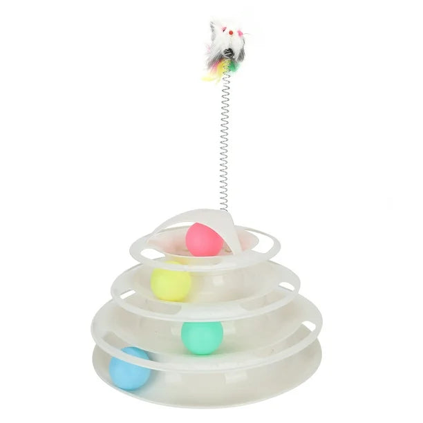 Tower Of Tracks Cat Toy 4 Level For Cats White.