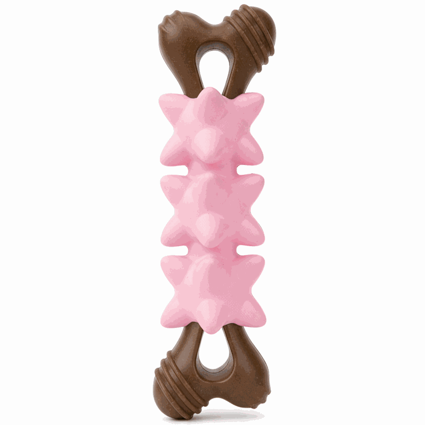 Fish-shaped pet chew toy pink standing