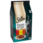 Sheba Fresh & Fine cat food packaging on a white background