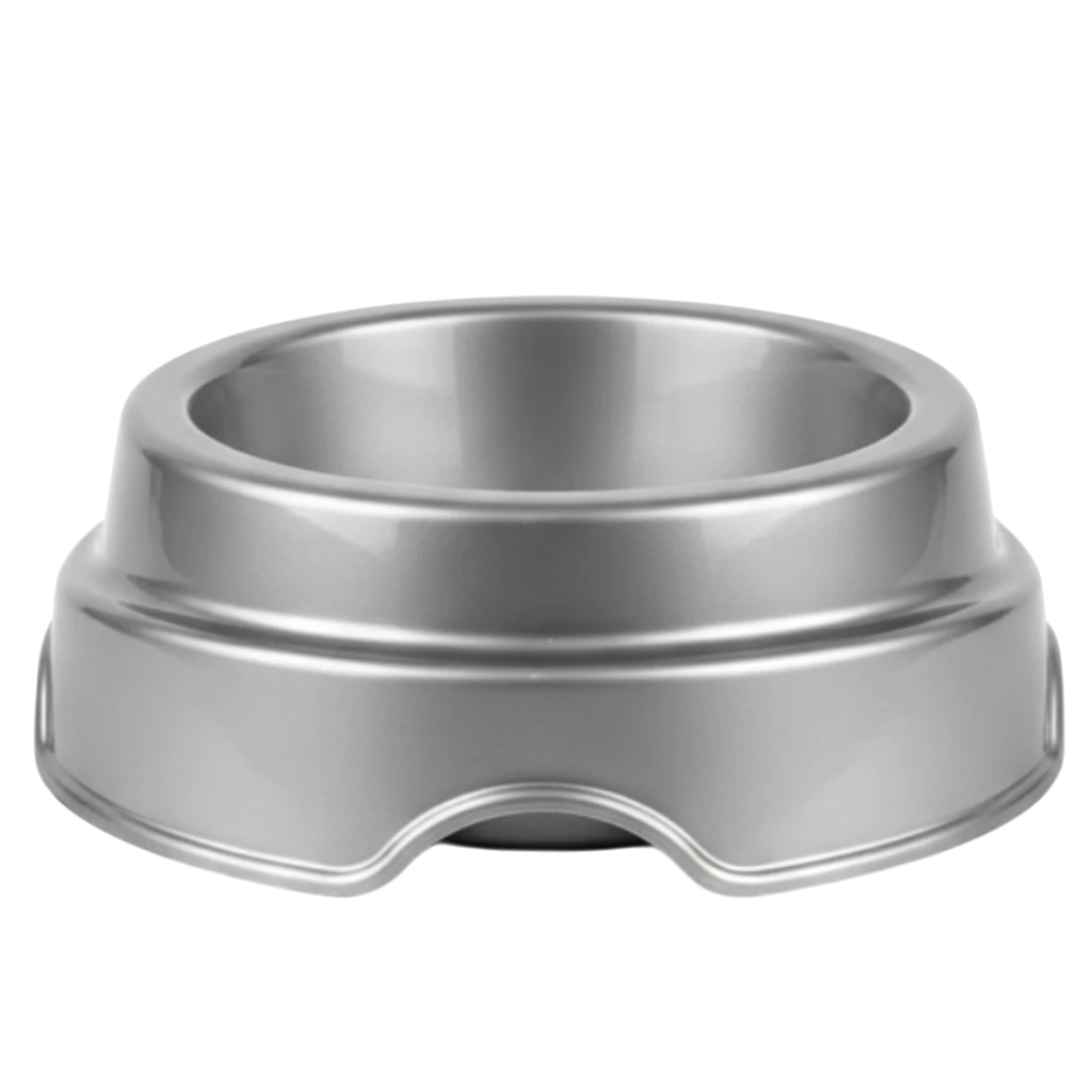 Gray Metallic Pet Food Bowl - White Background