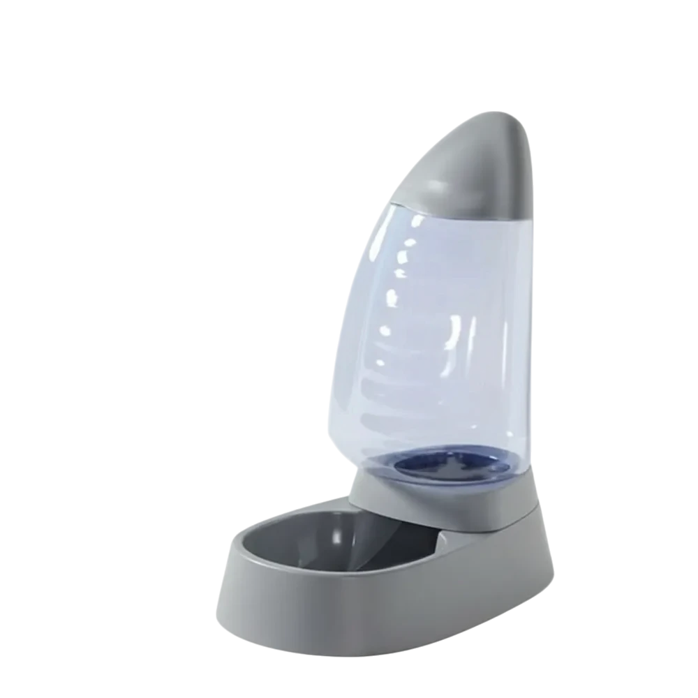 Gray pet feeder on a white background