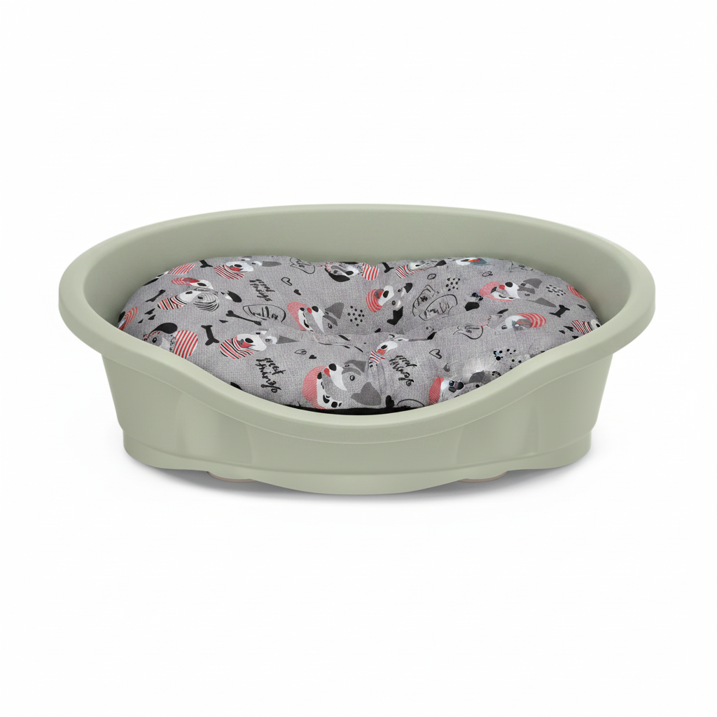 Green Bed - Gray Dogs Cushion