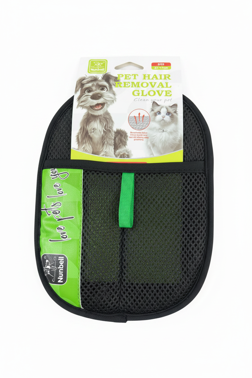 Green Pet Hair Removal Glove - White Background