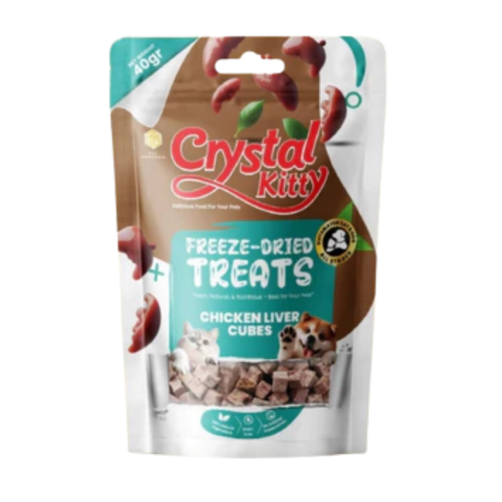 Crystal Kitty Freeze Dried Treats with Chicken Liver Cubes 40g Petfast.shop Crystal Kitty Cat Chewy Treat Dog Exclusive Treats petfast.shop EgyptDefault Title 160.00