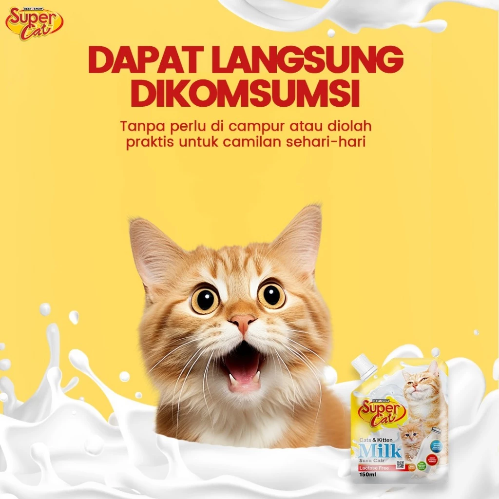 Super Cat Cats & Kitten Milk Lactose Free Susu Cair 150ml Petfast.shop Super Cat Cat Food Milk petfast.shop EgyptDefault Title 280.00