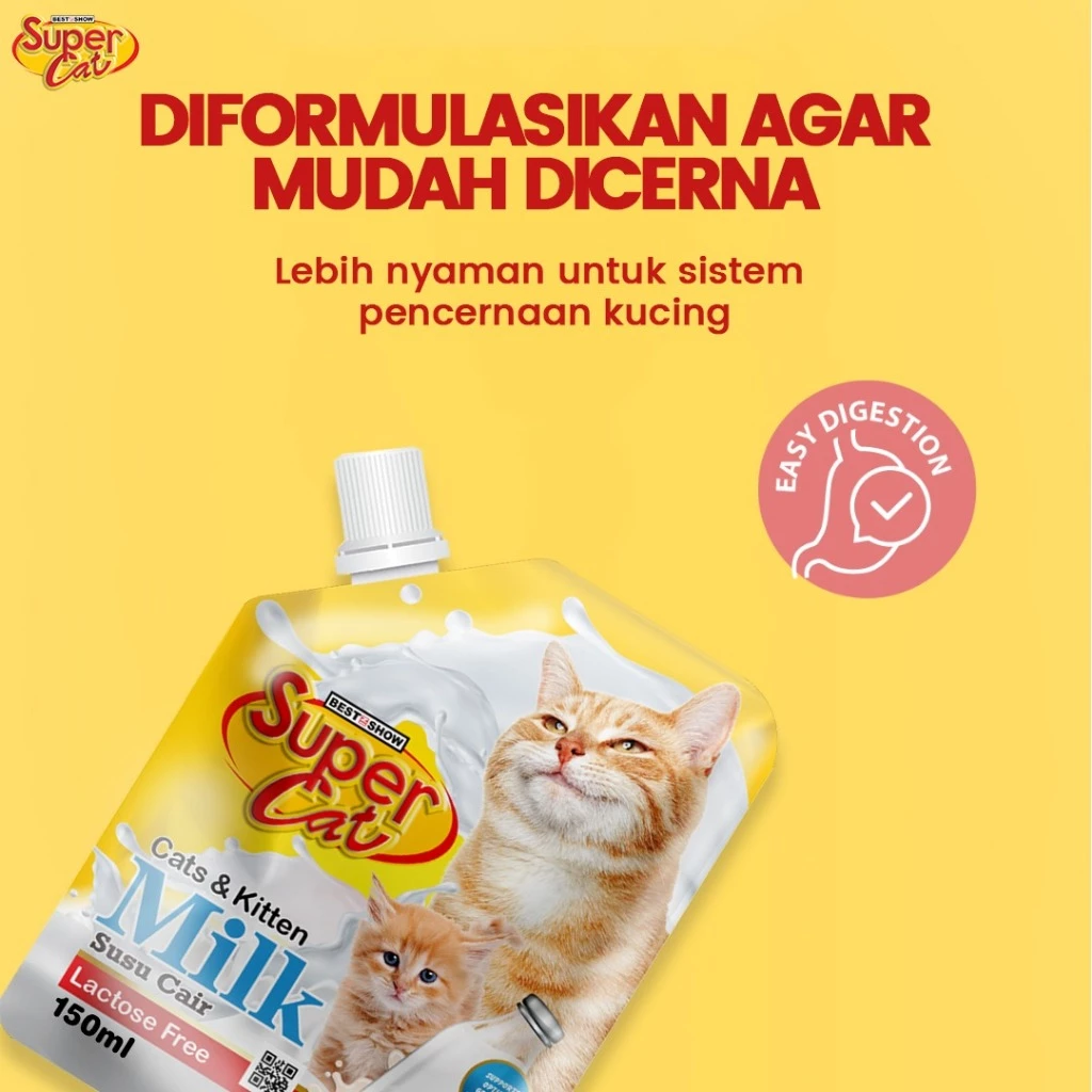 Super Cat Cats & Kitten Milk Lactose Free Susu Cair 150ml Petfast.shop Super Cat Cat Food Milk petfast.shop EgyptDefault Title 280.00