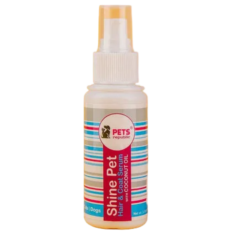 Shine Pet spray bottle with colorful label on a white background