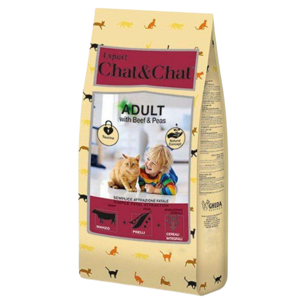 Chat & Chat Dry Food with beef andPeas for Adult 2 kg.