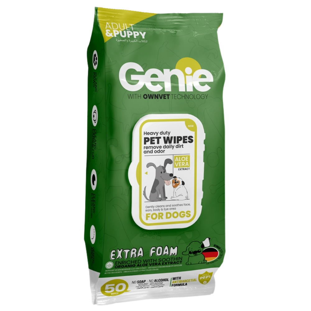 Genie Dogs Wipes 50 Wipes Petfast.shop Genie Dog Grooming Wipes & Waterless Grooming petfast.shop Egypt 85.00