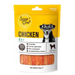 Dog treat package with chicken flavor on a white background