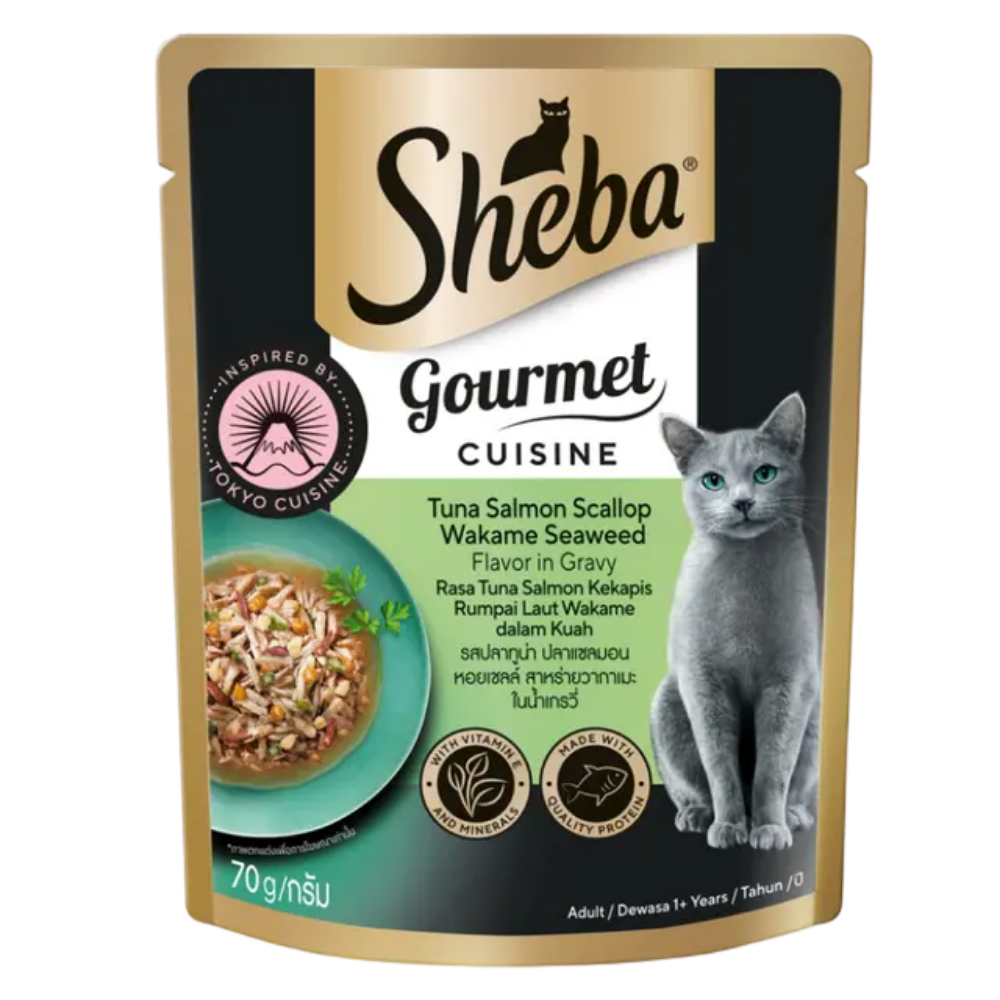 Sheba Premium Cat Food Gourmet Cuisine Tuna, Salmon, Scallop & Wakame Seaweed 70g Petfast.shop Sheba Cat Exclusive Food Wet Food petfast.shop Egypt PSH5937S Default Title 135.00