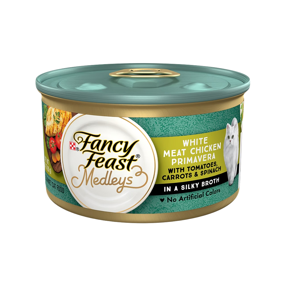 Fancy Feast Medleys White Meat Chicken Primavera with Tomatoes, Carrots & Spinach Cat Wet Food85g