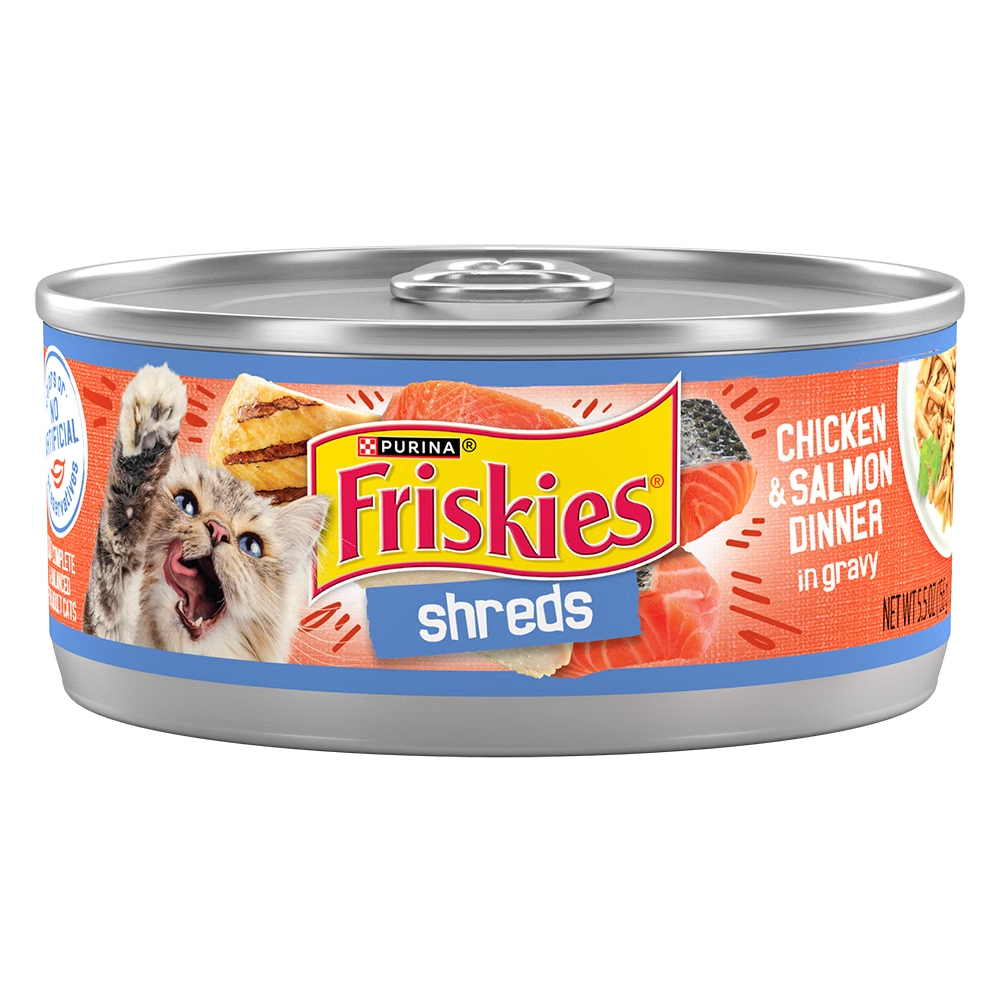 Friskies Shreds Chicken & Salmon Dinner In Gravy Wet Cat Food 156 g